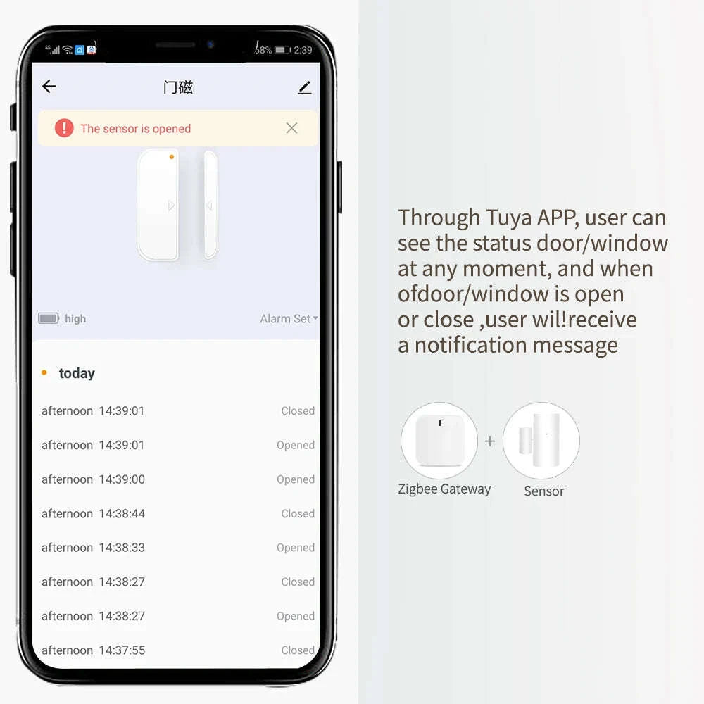 WiFi Smart Door & Window Sensor with App Alerts and Alexa Support-tuya wifi