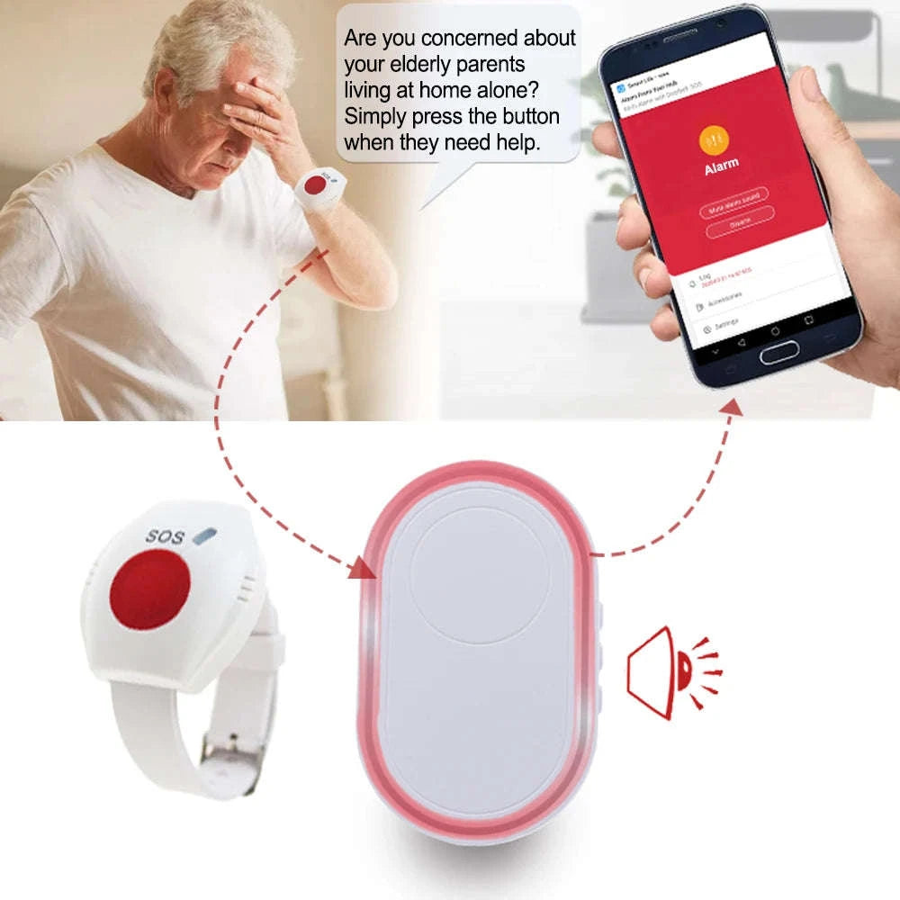 WiFi SOS Emergency Alert System with Caregiver App Notifications-UK Plug