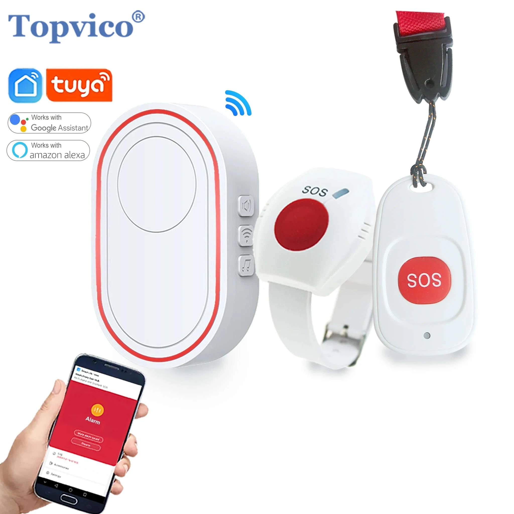 WiFi SOS Emergency Alert System with Caregiver App Notifications-UK Plug