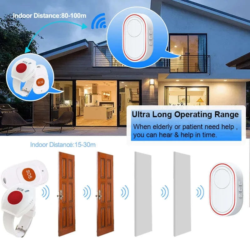 WiFi SOS Emergency Alert System with Caregiver App Notifications-UK Plug