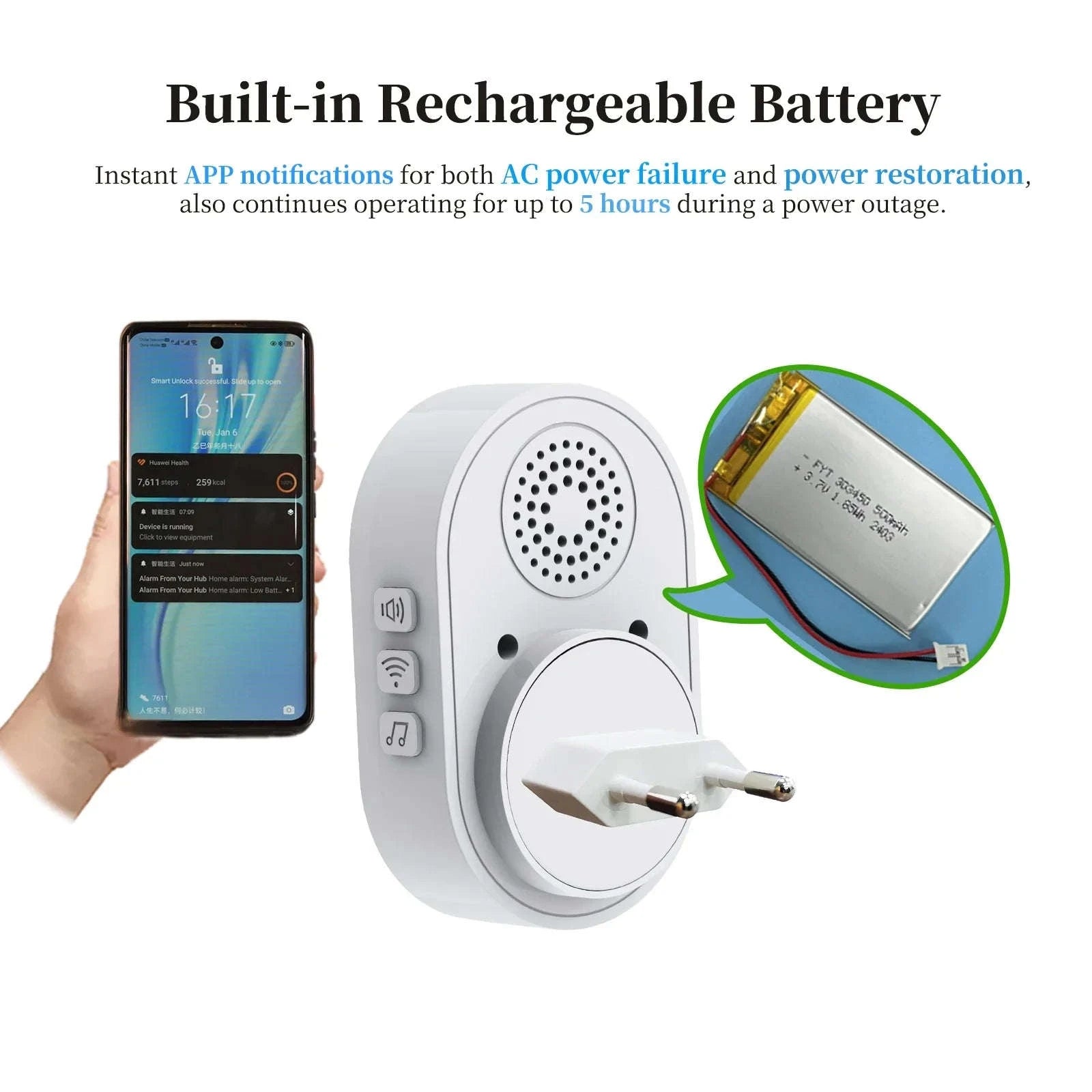 WiFi SOS Emergency Alert System with Caregiver App Notifications-UK Plug