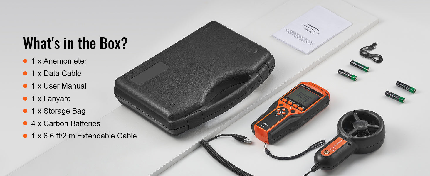 Handheld Digital Anemometer with LED Display Wind Speed CFM Meter