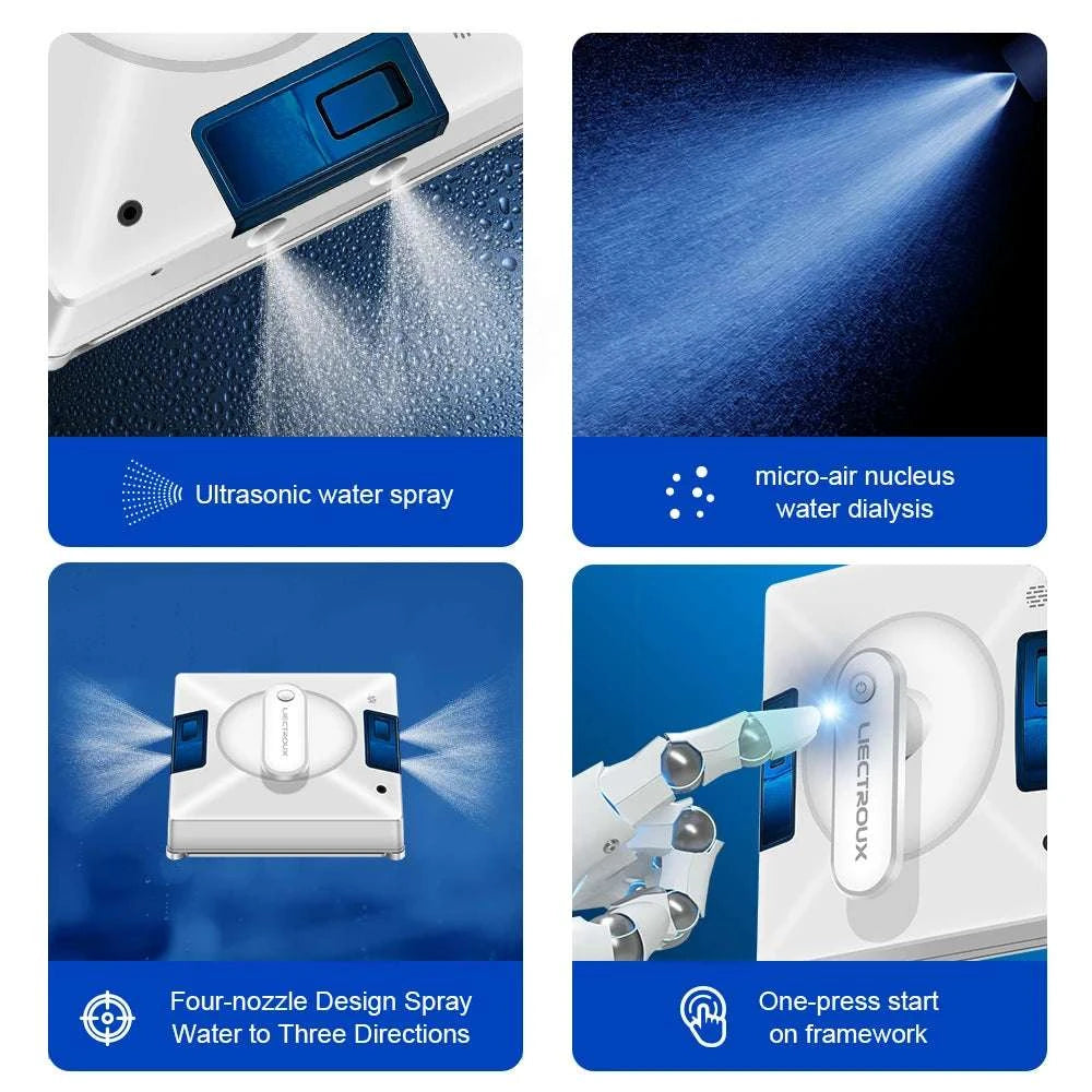 Window Cleaning Robot with Smart Navigation & 4-Way Water Spray-white / Saudi Arabia / Yes