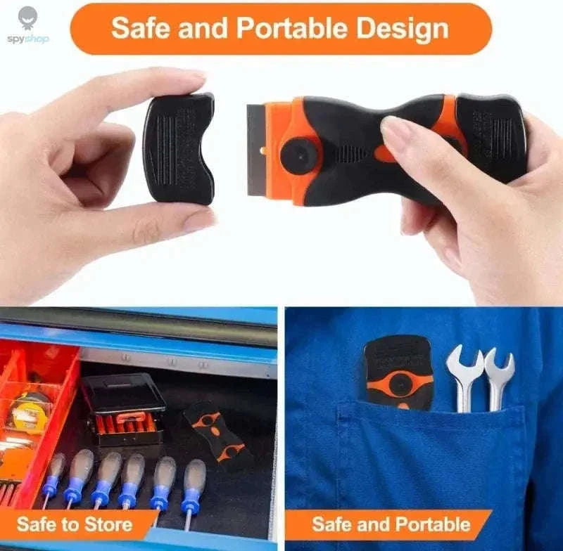 Window Glass Scraper & Adhesive Remover with 10 Blades-OrangeRed / 1knife 20 blade