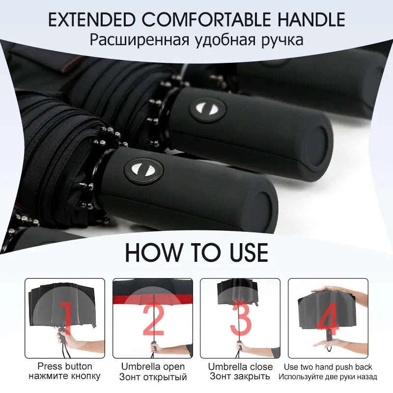 Windproof Automatic Umbrella-blue
