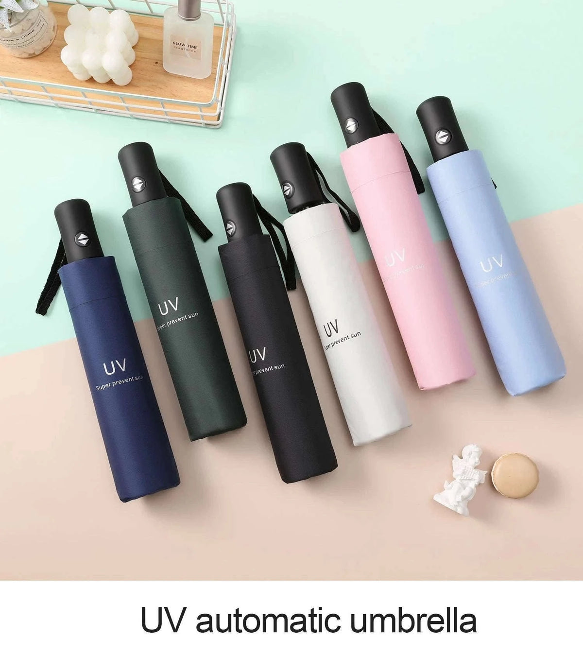 Windproof Automatic Umbrella with One-Touch Open and Close-blue