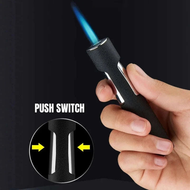 Windproof Blue Jet Flame Mini Refillable Torch Lighter-Matte Black / United States