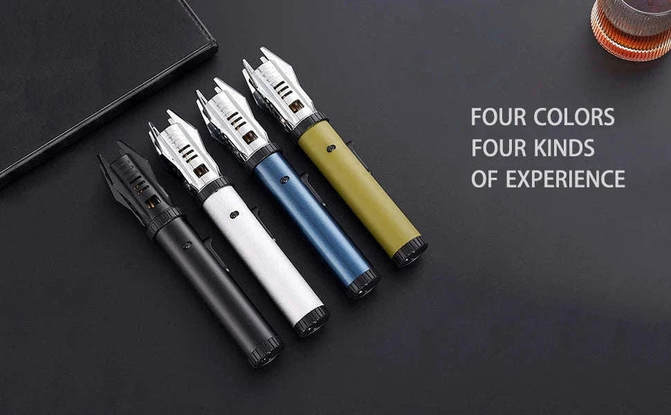 Windproof Butane Torch Lighter with Adjustable Blue Flame-K39 Black