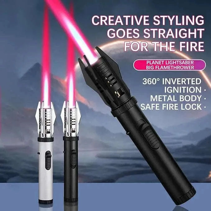 Windproof Butane Torch Lighter with Adjustable Blue Flame-K39 Black
