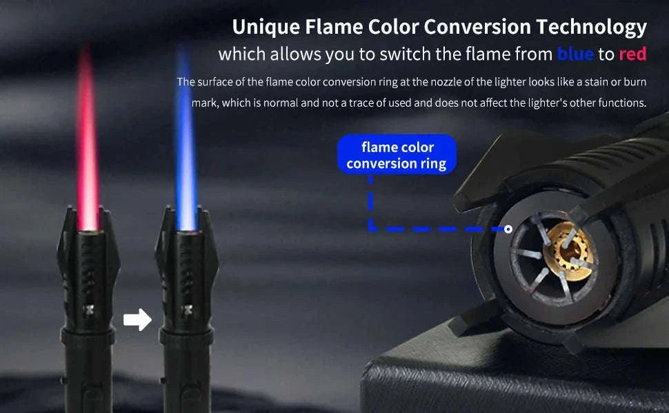 Windproof Butane Torch Lighter with Adjustable Blue Flame-K39 Black