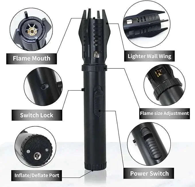 Windproof Butane Torch Lighter with Adjustable Blue Flame-K39 Black