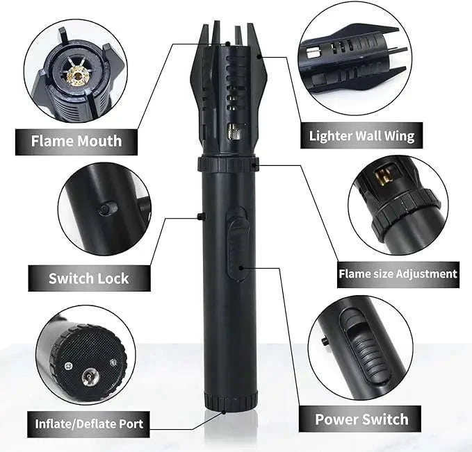 Windproof Butane Torch Lighter with Adjustable Blue Flame-K39 Black