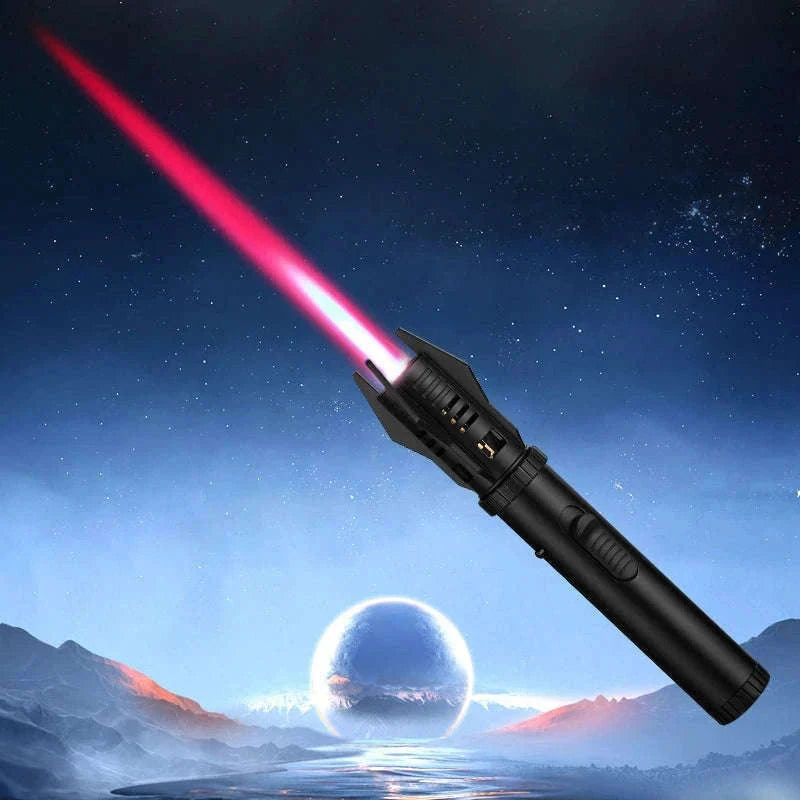 Windproof Butane Torch Lighter with Adjustable Blue Flame-K39 Black