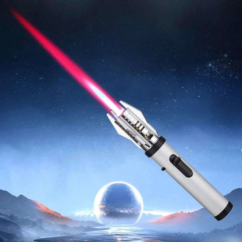 Windproof Butane Torch Lighter with Adjustable Blue Flame-K39 Black