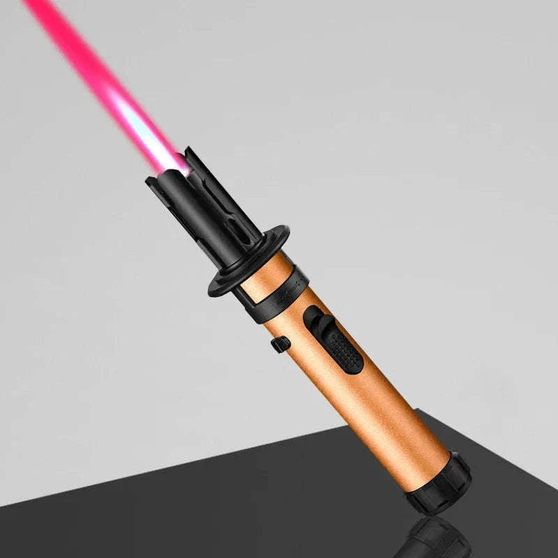 Windproof Butane Torch Lighter with Adjustable Blue Flame-K39 Black