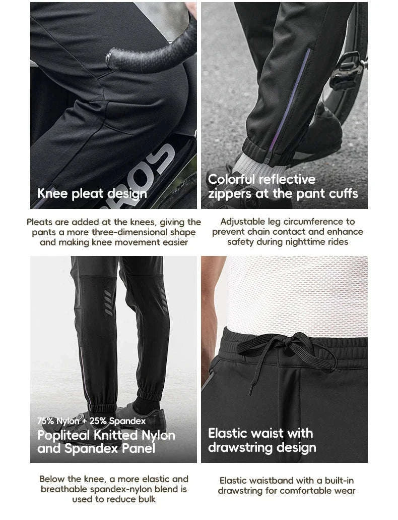 Windproof Fleece Cycling Pants for Cold Weather Riding-YPK046-GR / Asian XL(EUR L)