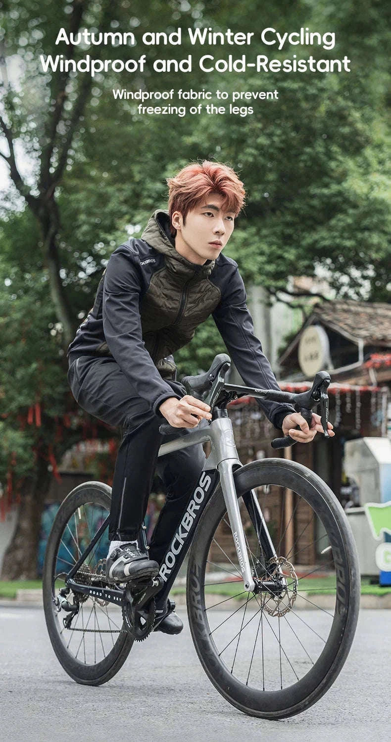 Windproof Fleece Cycling Pants for Cold Weather Riding-YPK046-GR / Asian XL(EUR L)