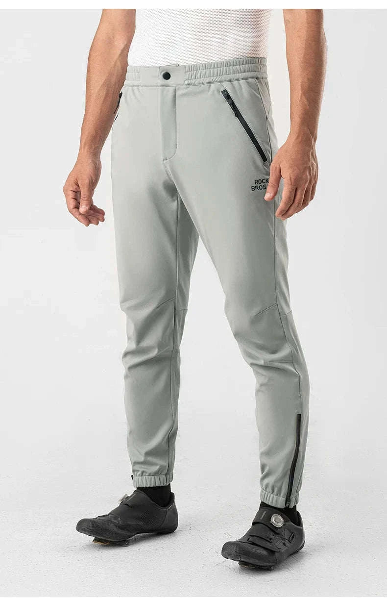 Windproof Fleece Cycling Pants for Cold Weather Riding-YPK046-GR / Asian XL(EUR L)