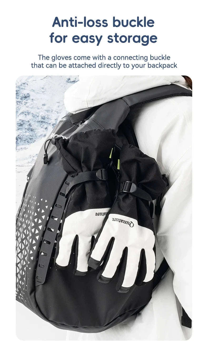 Windproof Insulated Ski Gloves with Touchscreen Fingertips-014-S350-WT / L