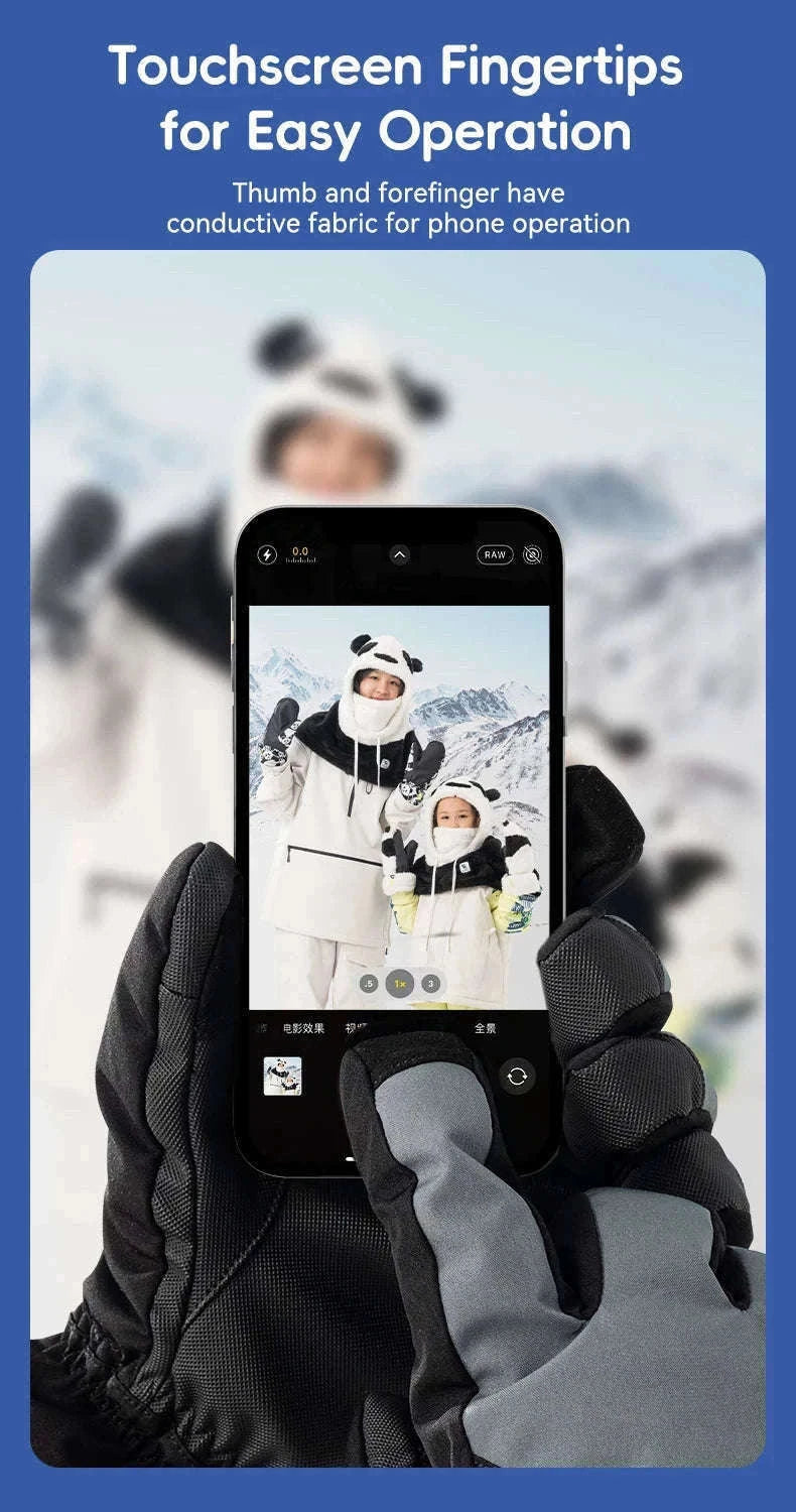 Windproof Insulated Ski Gloves with Touchscreen Fingertips-014-S350-WT / L
