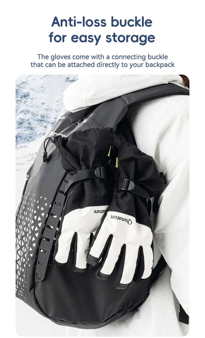 Windproof Insulated Ski Gloves with Touchscreen Fingertips-014-S350-WT / L