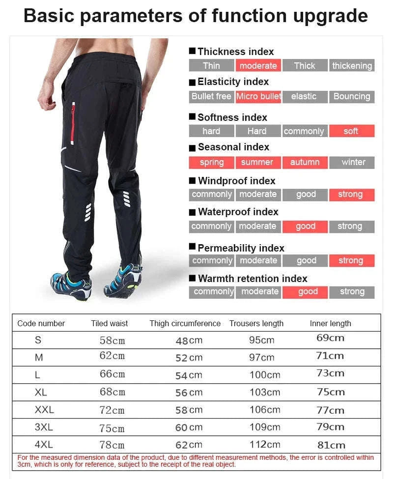 Windproof Quick-Dry Cycling Pants for Outdoor Riding-XL / Black