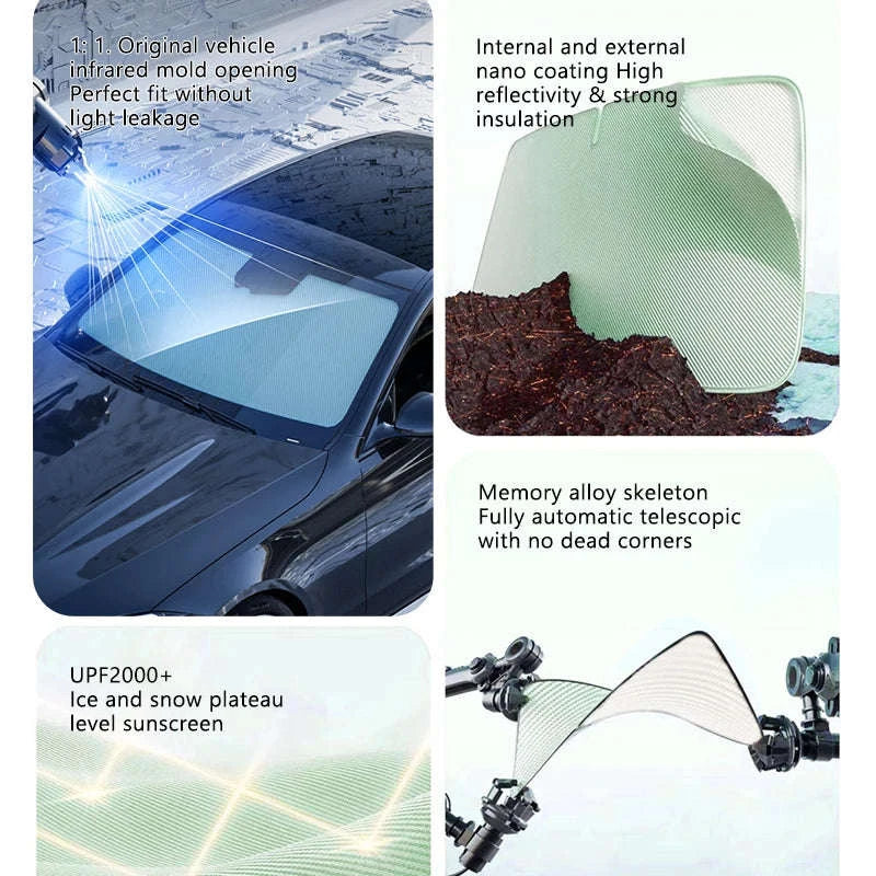 Windshield Sun Shade for Car Cooling and Sun Protection-Blue