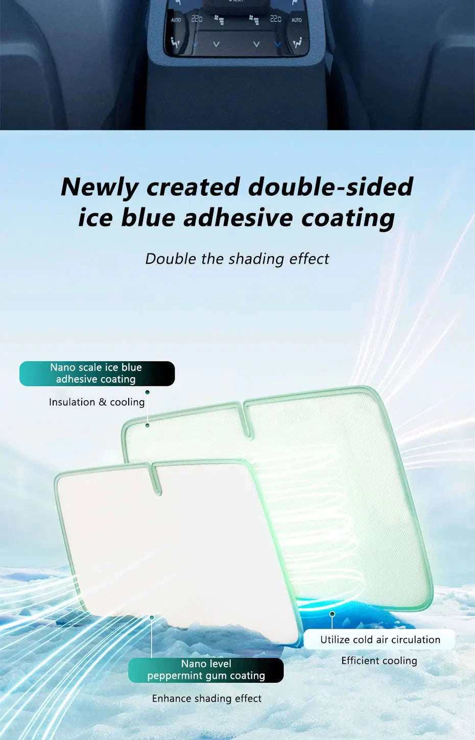 Windshield Sun Shade for Car Cooling and Sun Protection-Blue