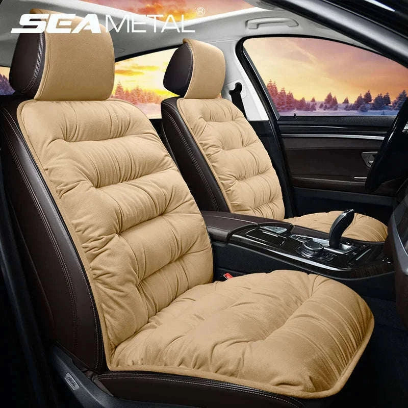 Winter Car Seat Cover with Back Pad-Black front seat 1PC