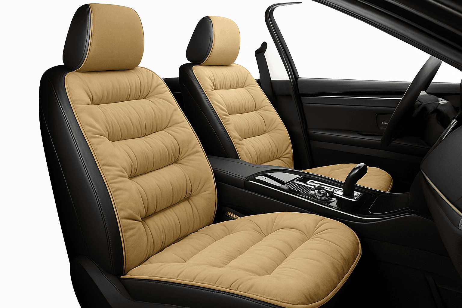Winter Car Seat Cover with Back Pad-Black front seat 1PC