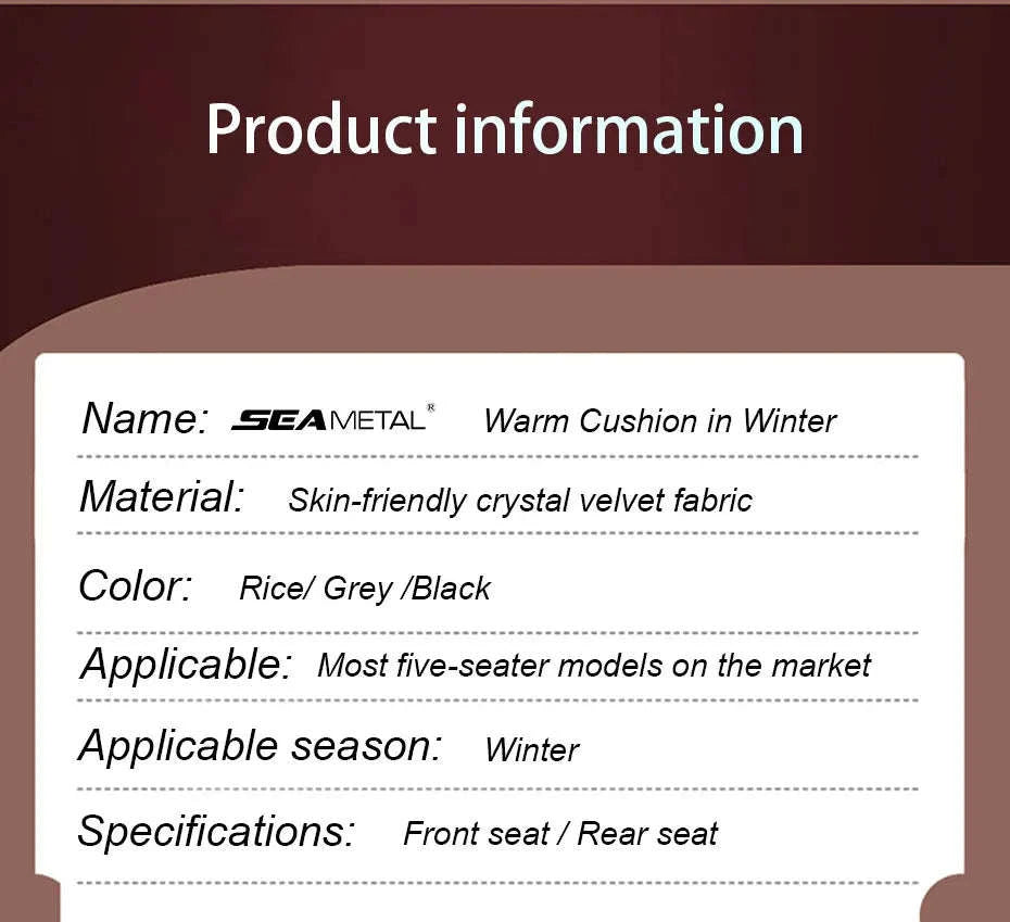 Winter Car Seat Cover with Back Pad-Black front seat 1PC