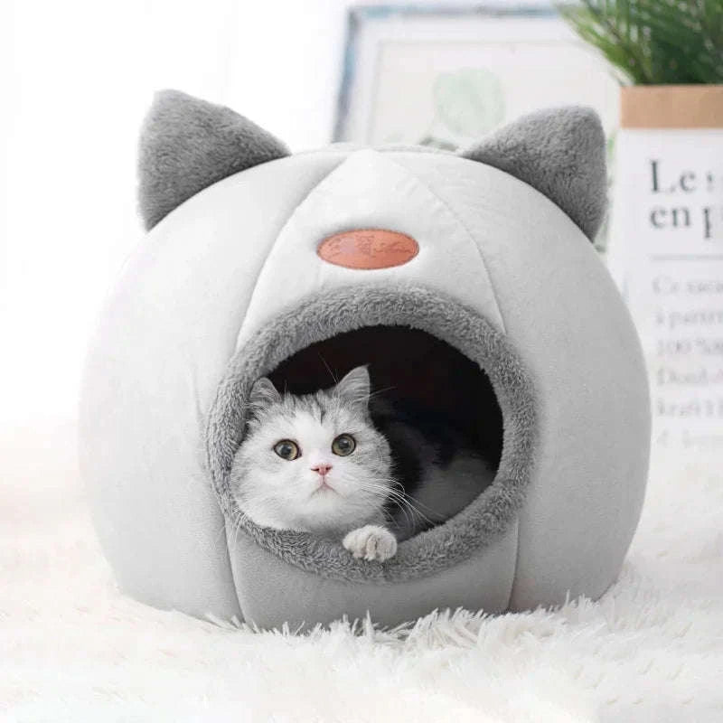 Winter Cozy Cave Cat Bed-L 36x36x36cm / Light-Grey