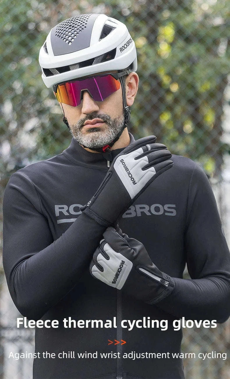 Winter Cycling Gloves Touchscreen Full Finger Warm Bike Gloves-S317-BG / S