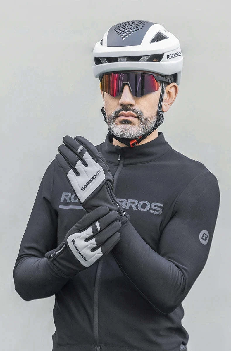 Winter Cycling Gloves Touchscreen Full Finger Warm Bike Gloves-S317-BG / S