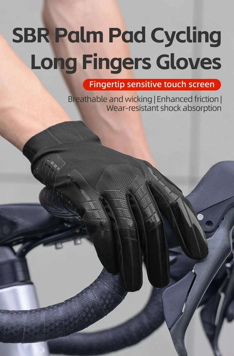 Winter Cycling Gloves Touchscreen Full Finger Windproof MTB Gloves-S208BK / XL