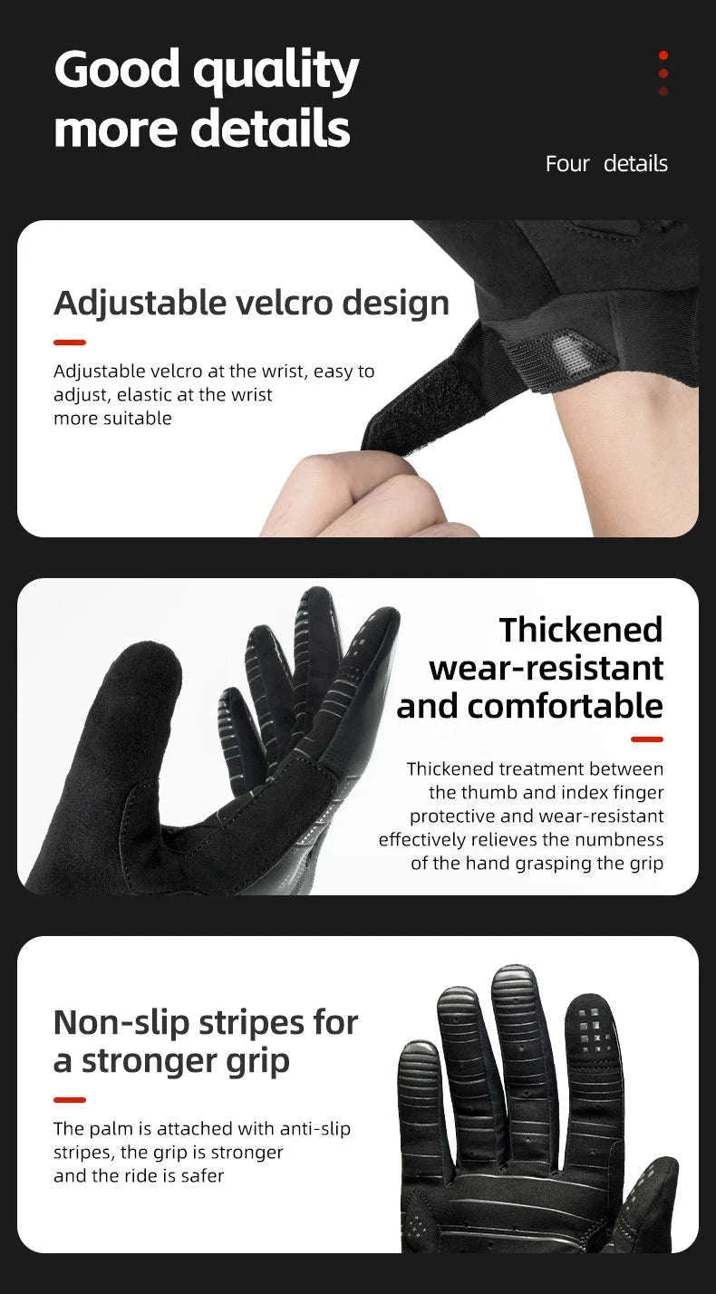Winter Cycling Gloves Touchscreen Full Finger Windproof MTB Gloves-S208BK / XL