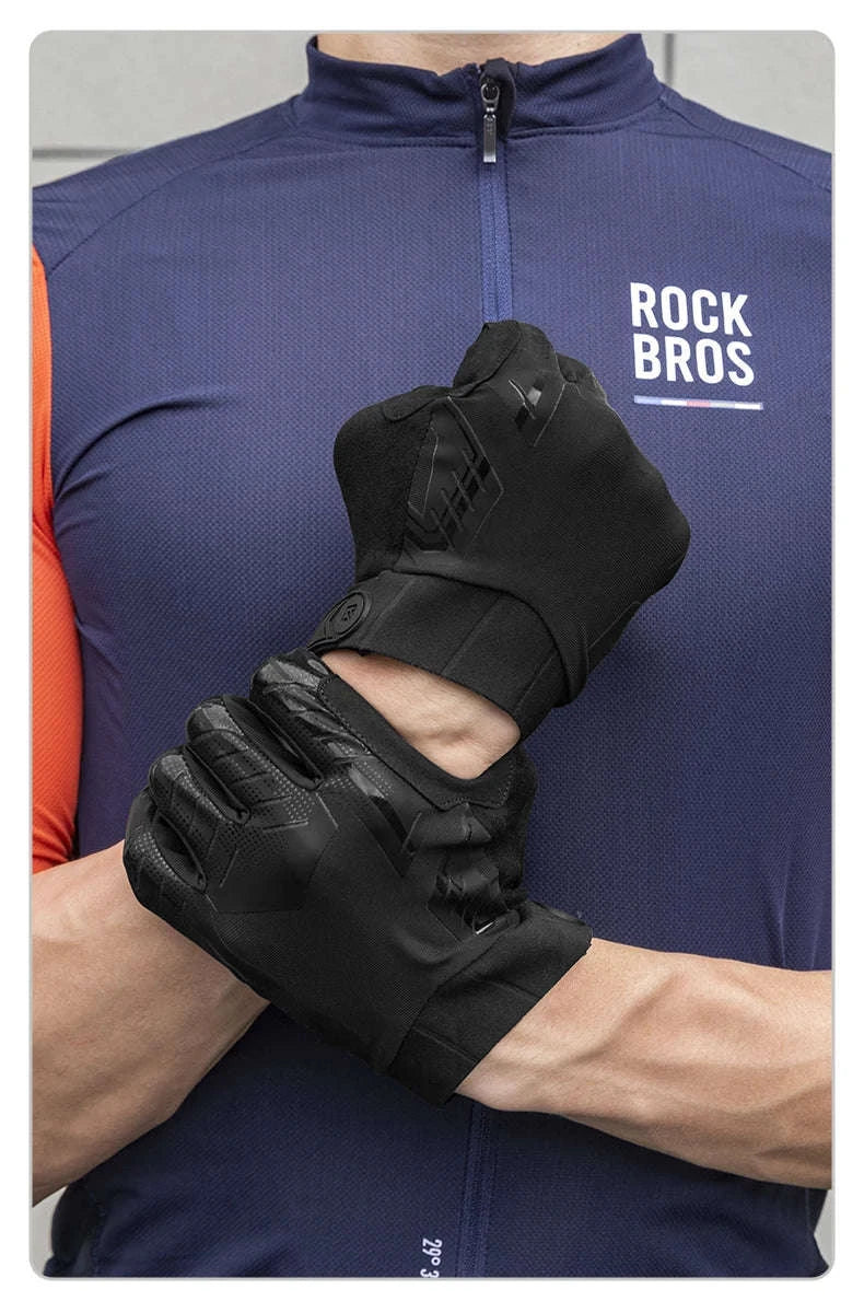 Winter Cycling Gloves Touchscreen Full Finger Windproof MTB Gloves-S208BK / XL