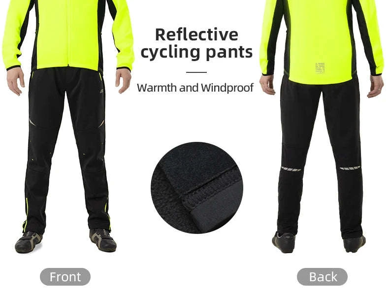 Winter Cycling Pants Fleece-Lined Windproof Reflective Trousers-YPK044 / EUR XXXL