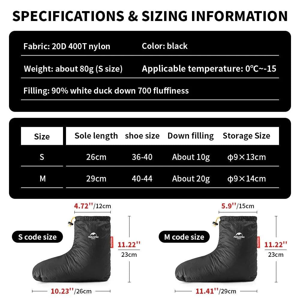 Winter Goose Down Slipper Boots Warm Outdoor Thermal Foot Cover-Black / M / China Mainland