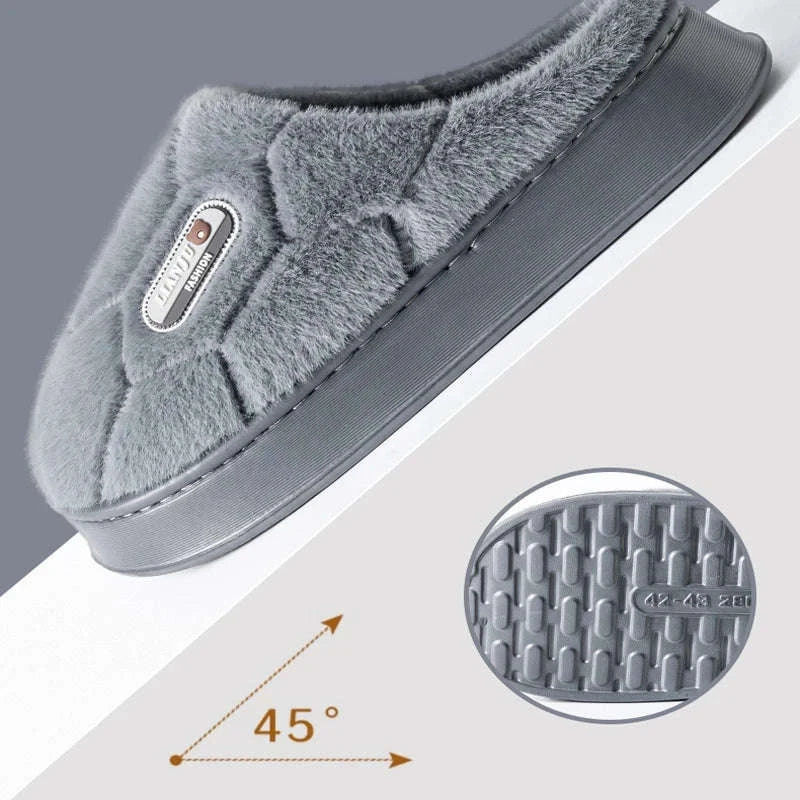 Winter Indoor Non-Slip Warm Slippers for Couples-gray / 36-37