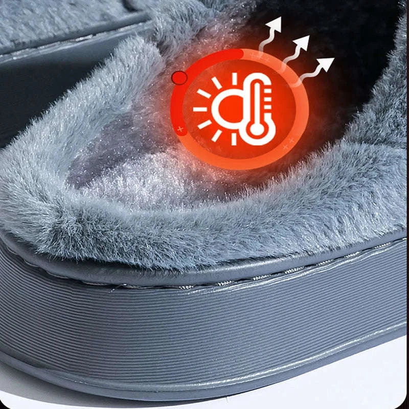 Winter Indoor Non-Slip Warm Slippers for Couples-gray / 36-37