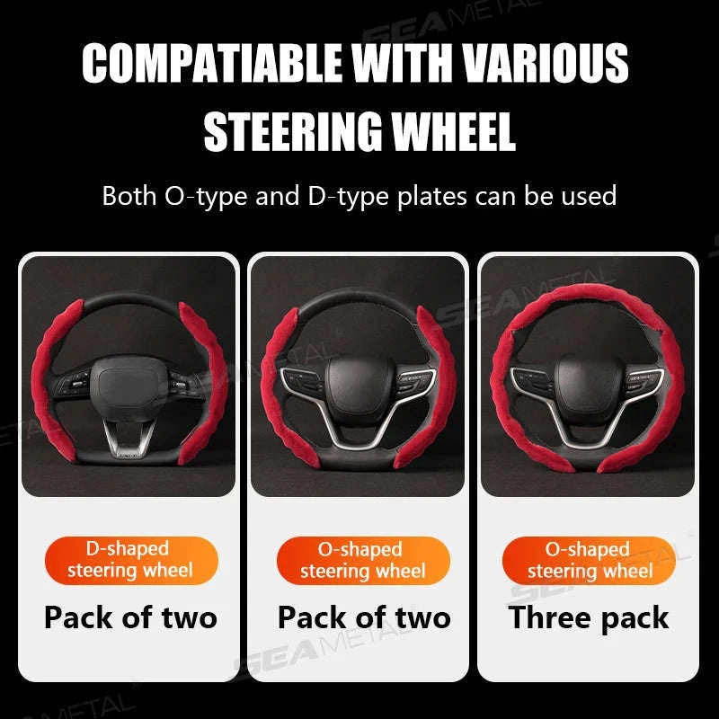 Winter Plush Steering Wheel Cover-Brown 3pcs