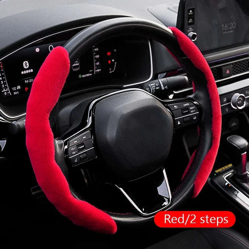 Winter Plush Steering Wheel Cover-Brown 3pcs