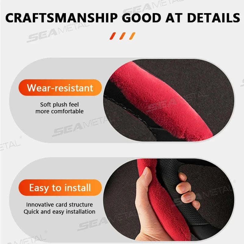 Winter Plush Steering Wheel Cover-Brown 3pcs