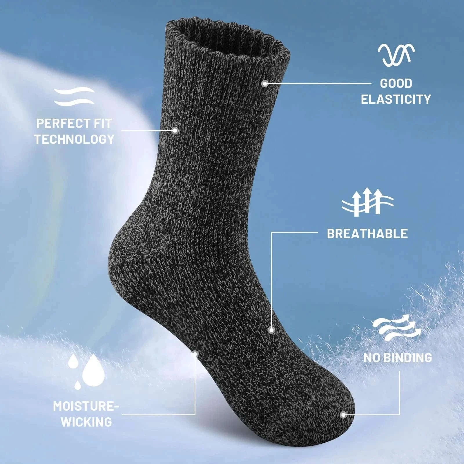 Winter Thick Warm Men's Wool Socks for Hiking and Cold Days-3 pairs C / China Mainland