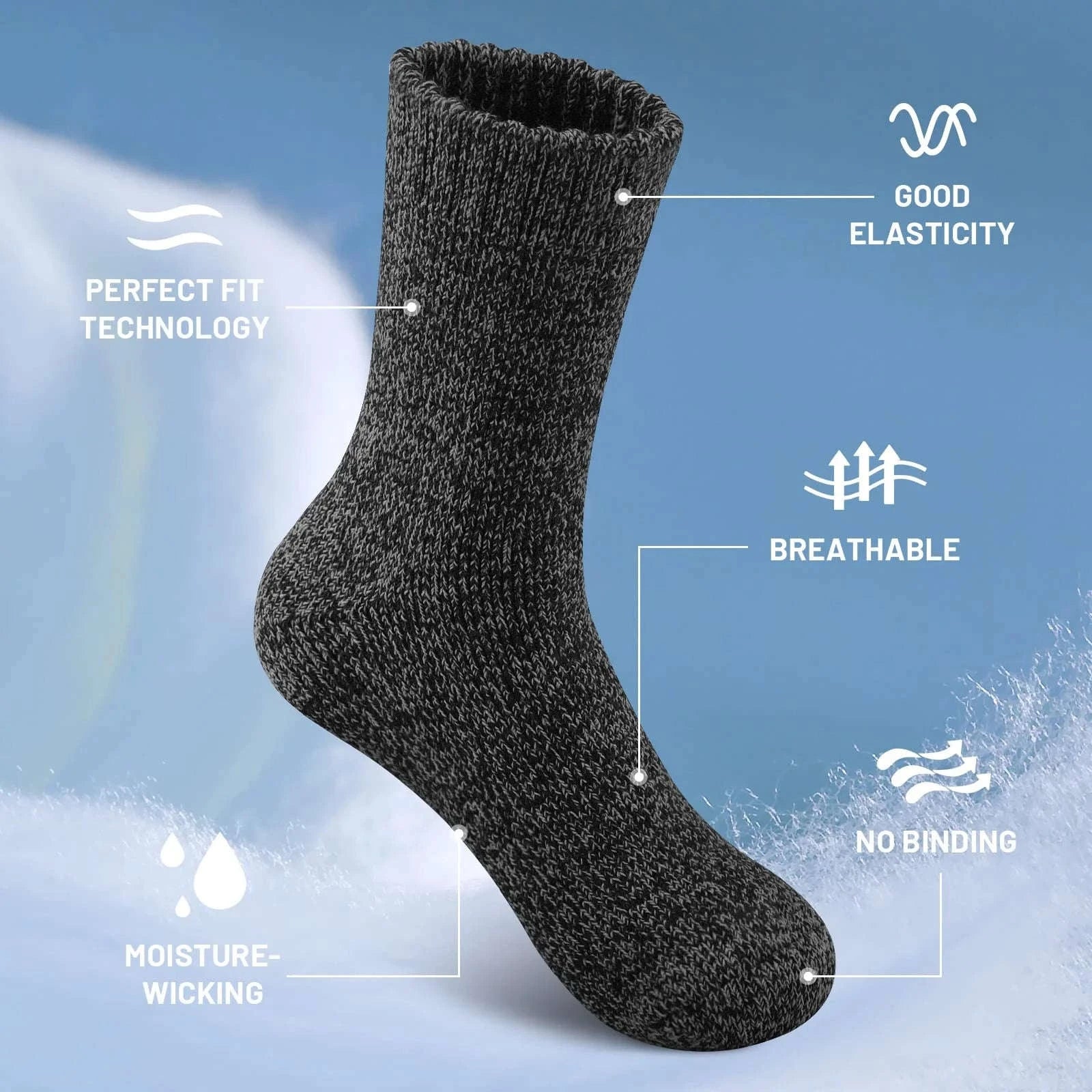 Winter Thick Warm Men's Wool Socks – Outdoor Thermal Hiking Socks-3 pairs C / China Mainland