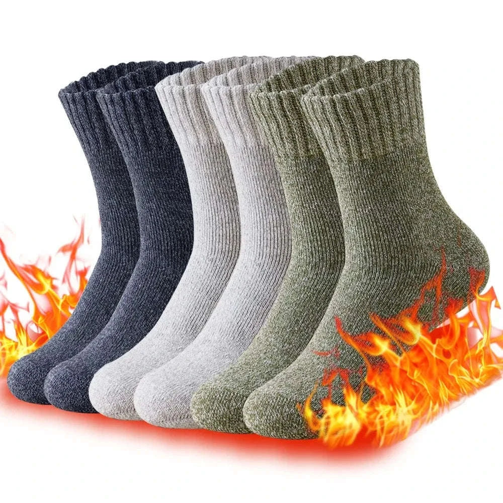 Winter Thick Warm Men's Wool Socks – Outdoor Thermal Hiking Socks-3 pairs C / China Mainland