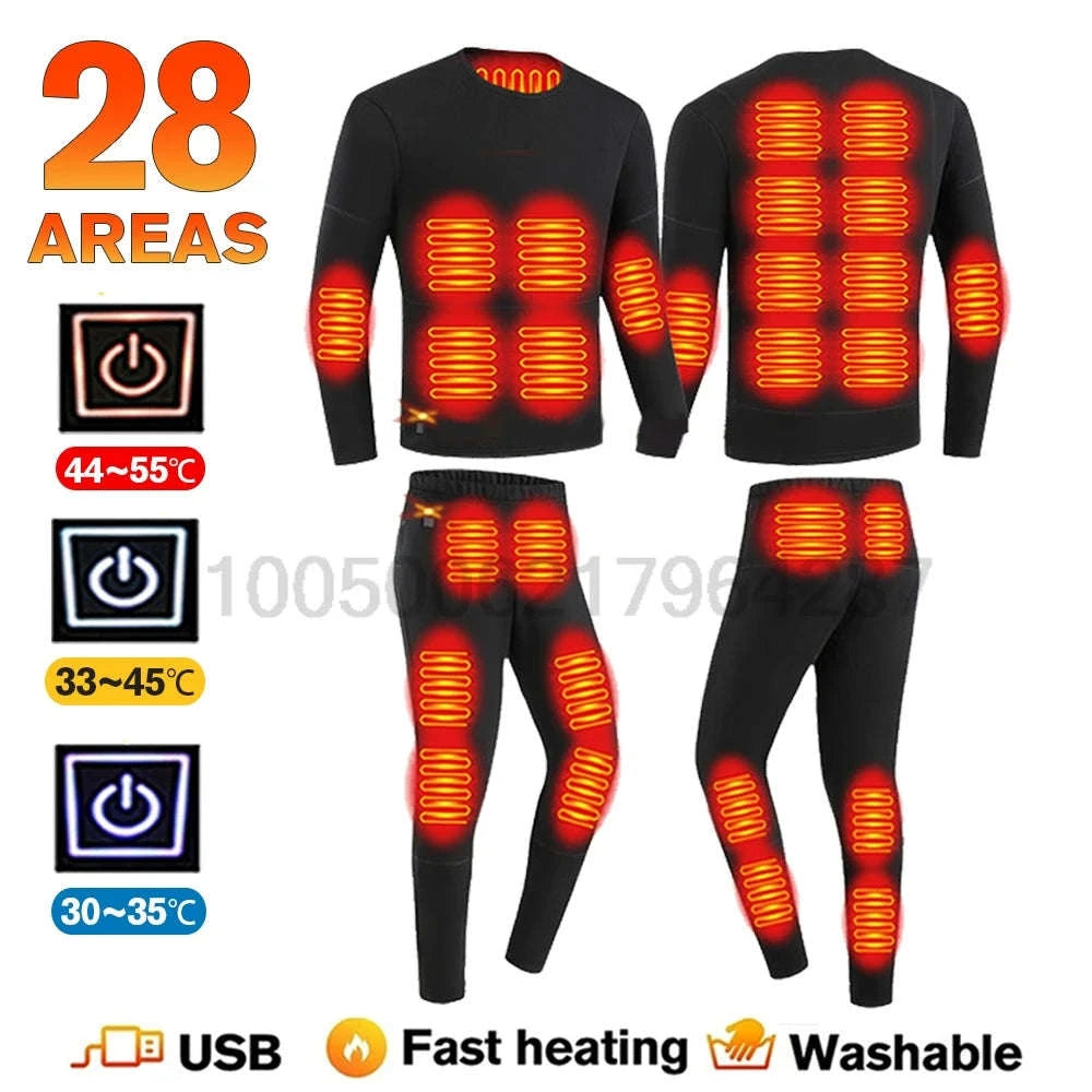Winter USB Electric Heating Jacket & Thermal Underwear Set-12-BK-Women-Pant / EU(XXXL) Asia(5XL)