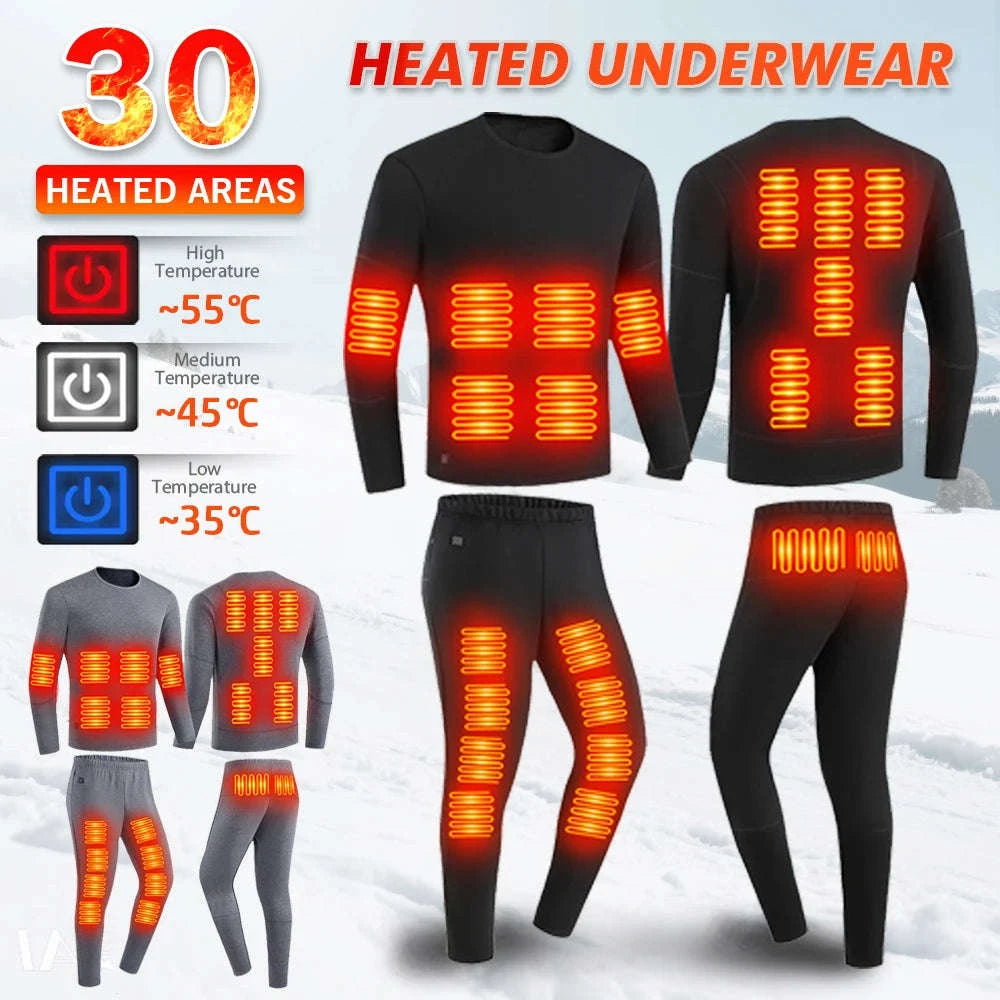 Winter USB Electric Heating Jacket & Thermal Underwear Set-12-BK-Women-Pant / EU(XXXL) Asia(5XL)
