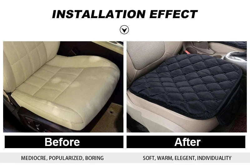 Winter Warm Car Seat Cover Cushion-Front 2pcs Beige